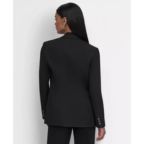 DKNY Women's Embellished Peak-Lapel One-Button Jacket Blazer Modern Chic Black 8 - Picture 4 of 13